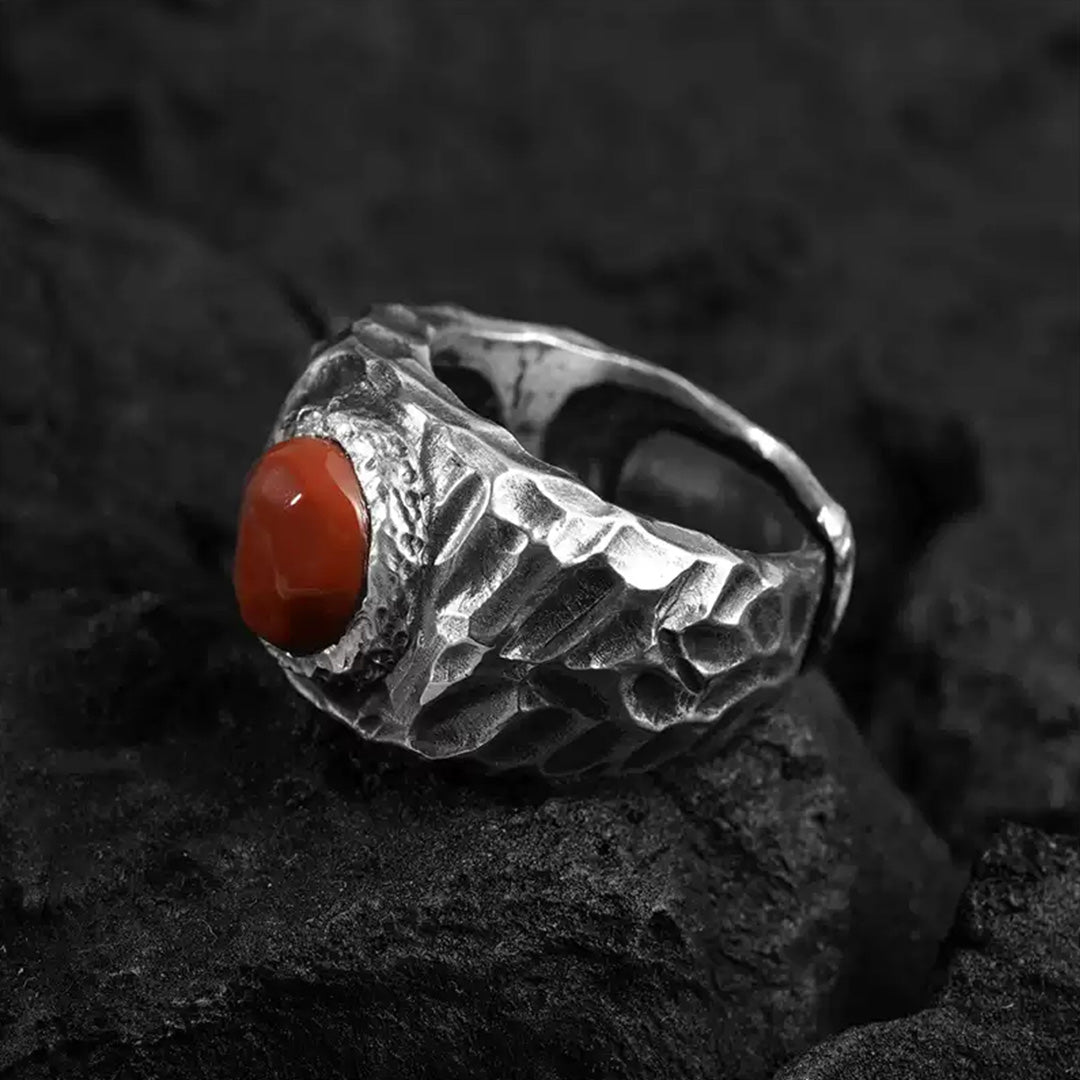 Adventure Spirit Natural South Red Agate Silver Ring