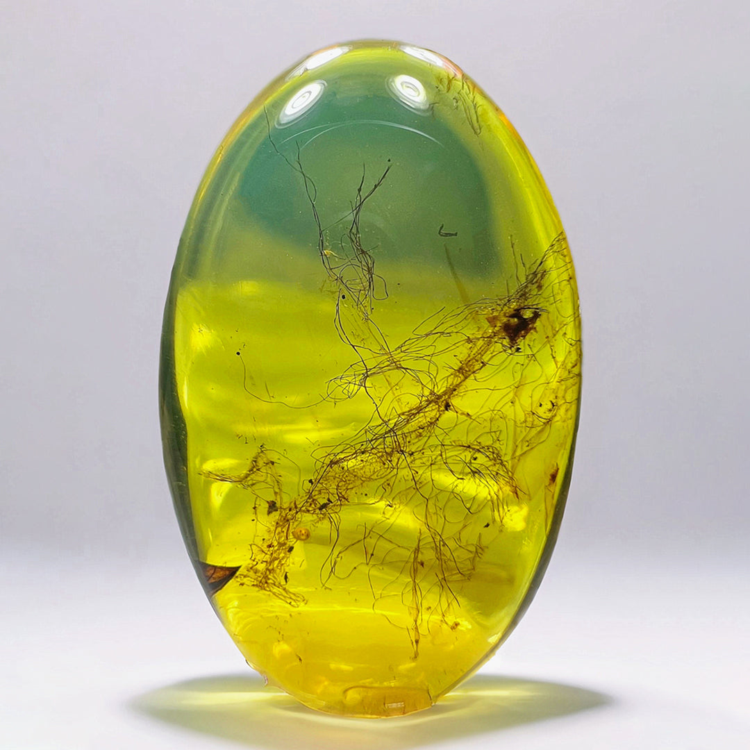 Rare Natural Spider Silk Fossil Inclusion in Burmese Amber