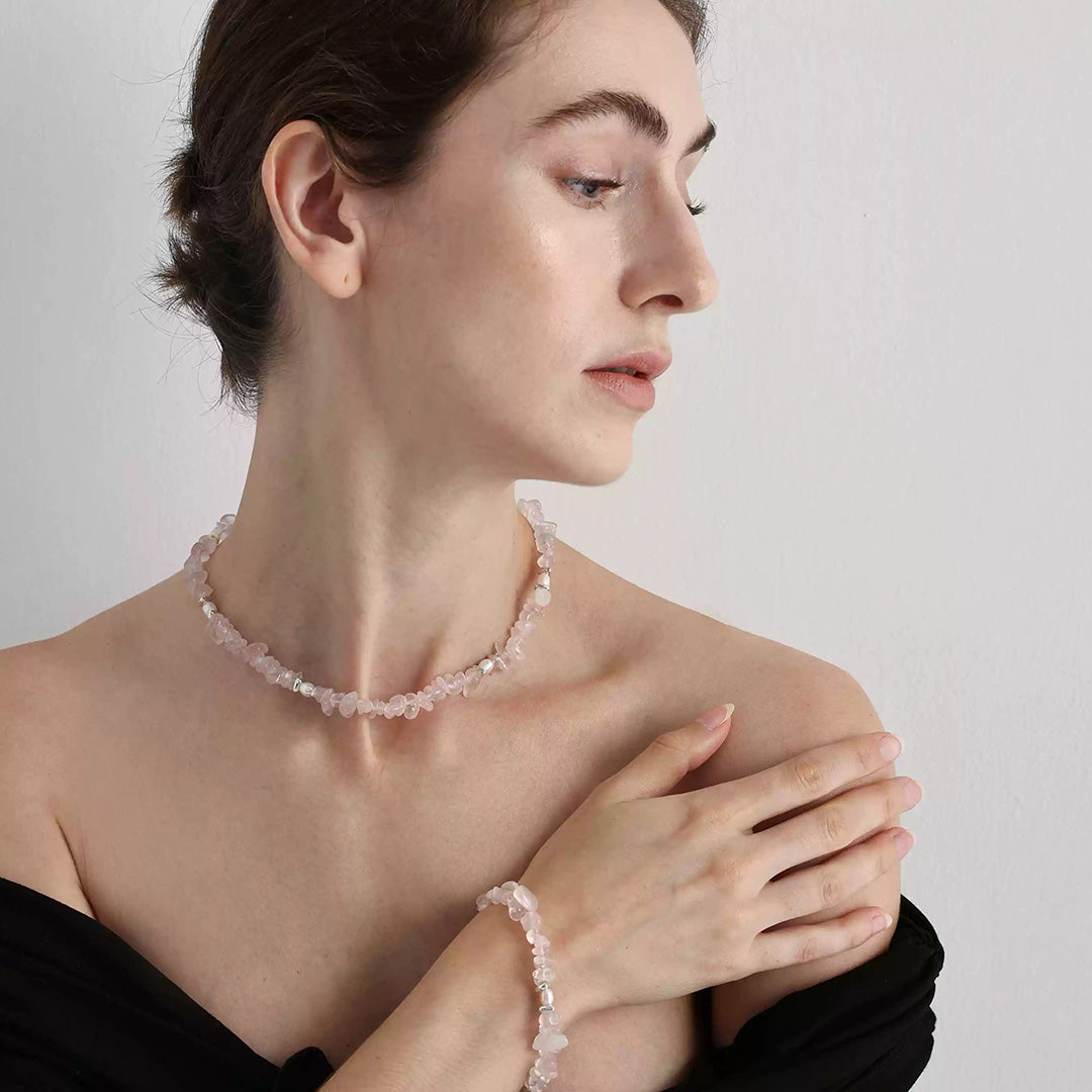 Natural Freeform Rose Quartz Necklace