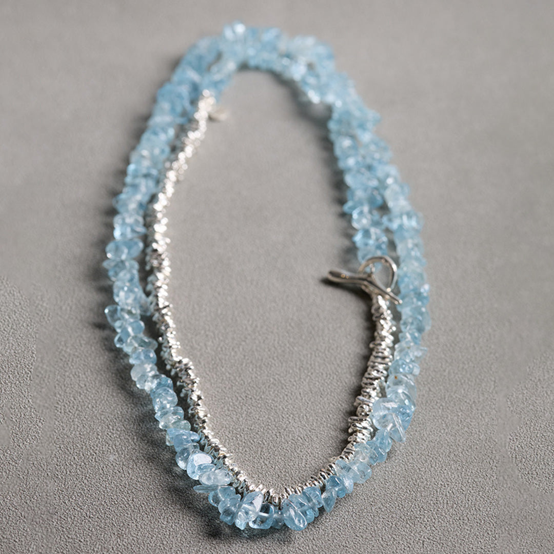 Moonlit Path- Natural Seed Aquamarine Necklace & Bracelet