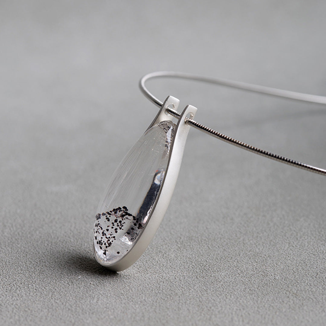 Starry Night Mica with Speckled Patterns Clear Quartz Pendant