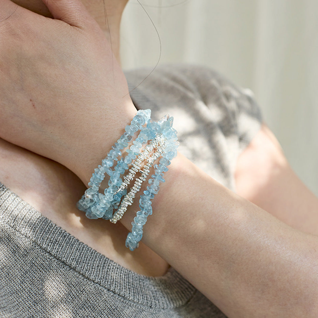 Moonlit Path- Natural Seed Aquamarine Necklace & Bracelet