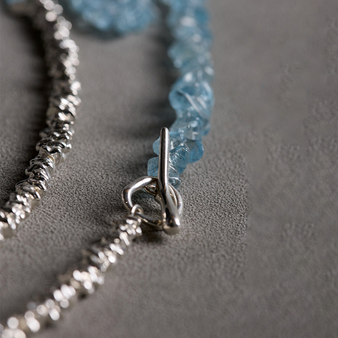 Moonlit Path- Natural Seed Aquamarine Necklace & Bracelet