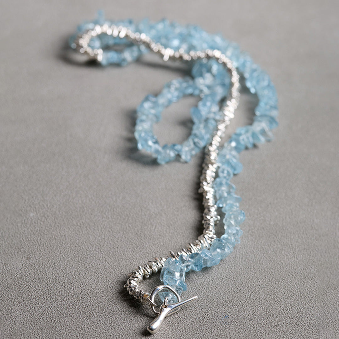 Moonlit Path- Natural Seed Aquamarine Necklace & Bracelet