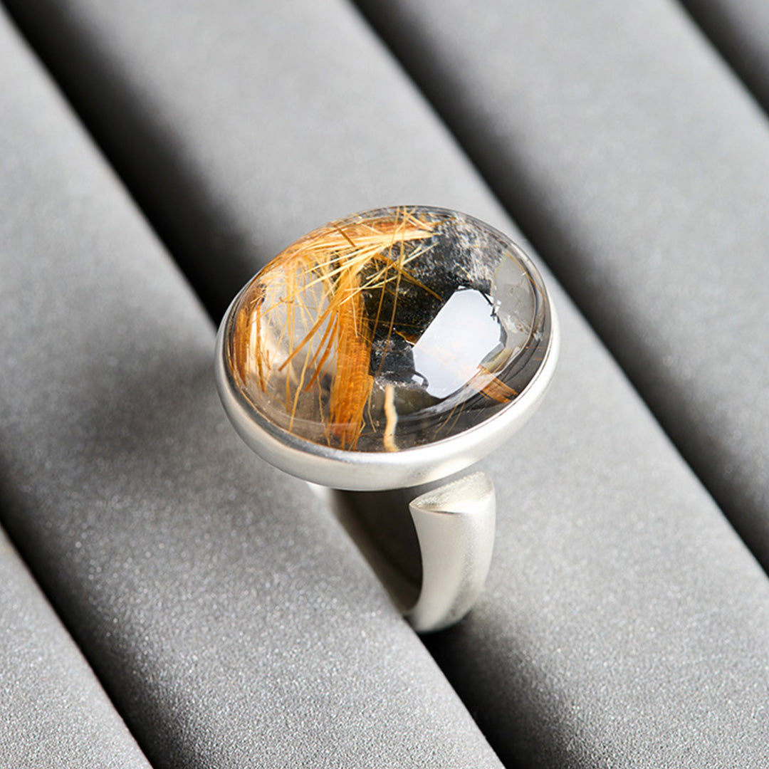 Adventure Spirit Symbiotic Rutilated Quartz and Titanium Mica Ring