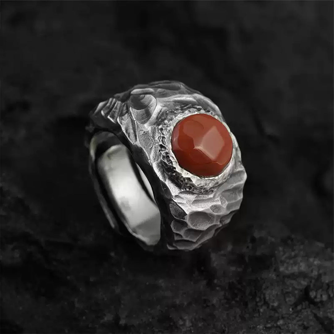 Adventure Spirit Natural South Red Agate Silver Ring
