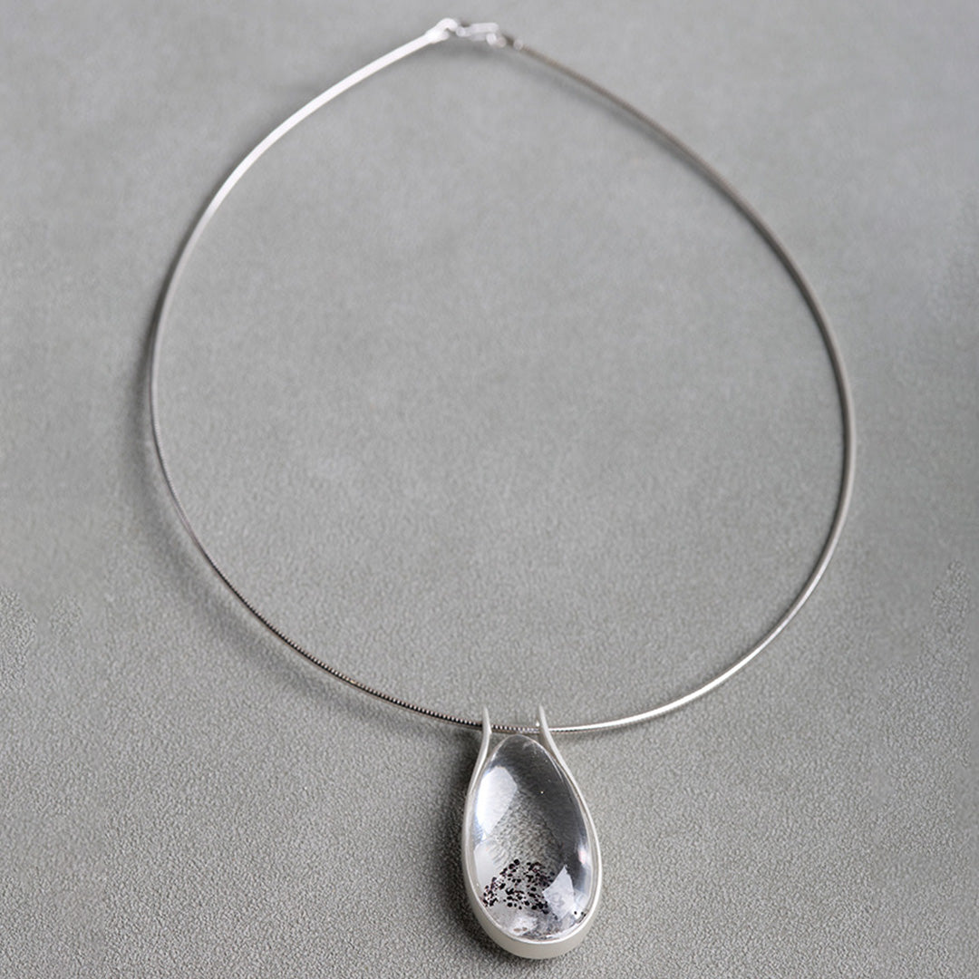 Starry Night Mica with Speckled Patterns Clear Quartz Pendant