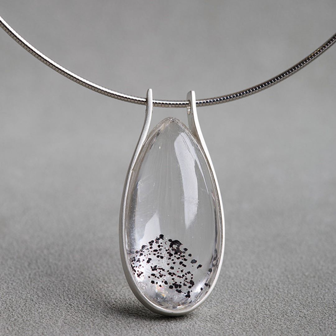 Starry Night Mica with Speckled Patterns Clear Quartz Pendant