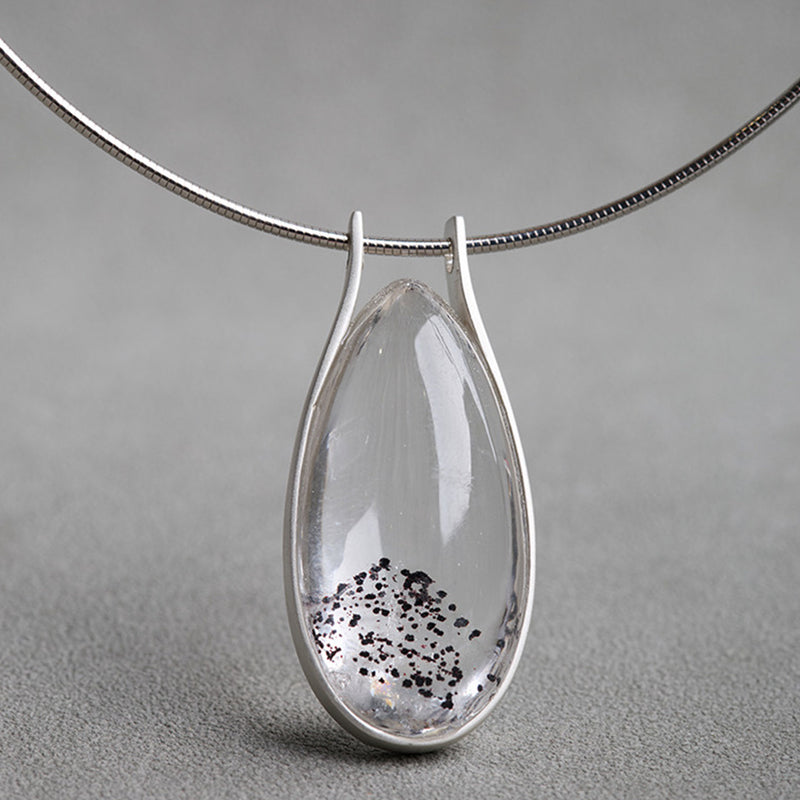 Starry Night Mica with Speckled Patterns Clear Quartz Pendant
