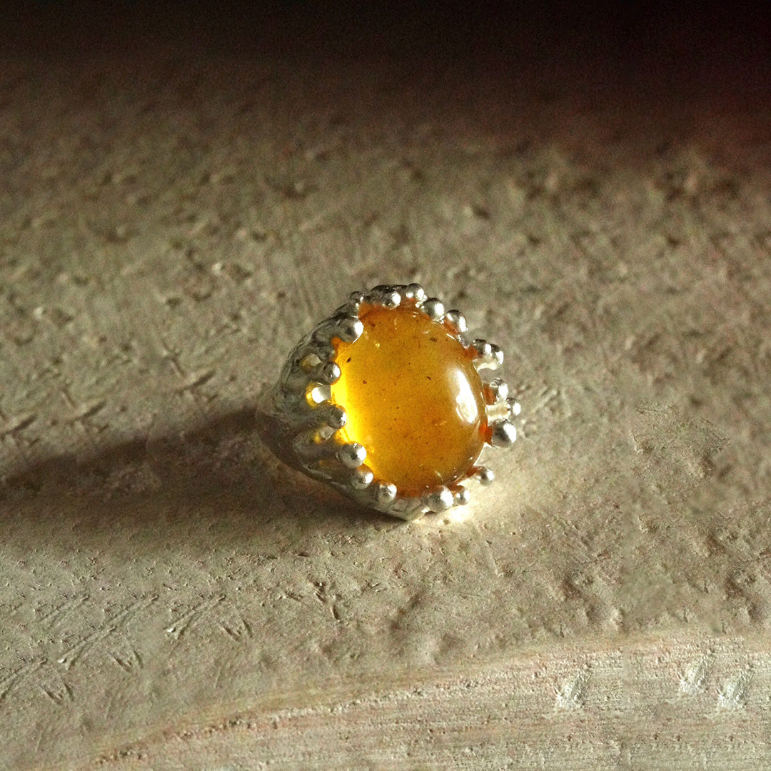Amber Modern Open Design Sterling Silver Ring