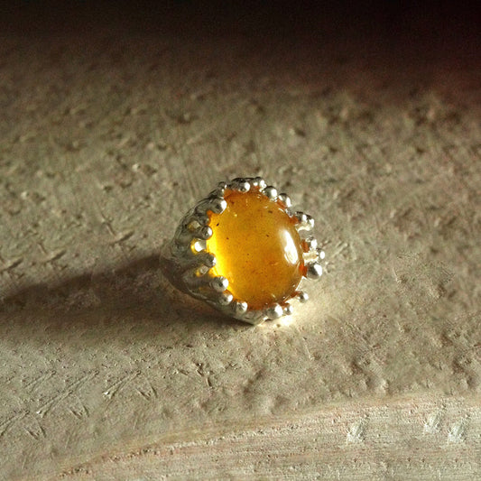 Amber Modern Open Design Sterling Silver Ring