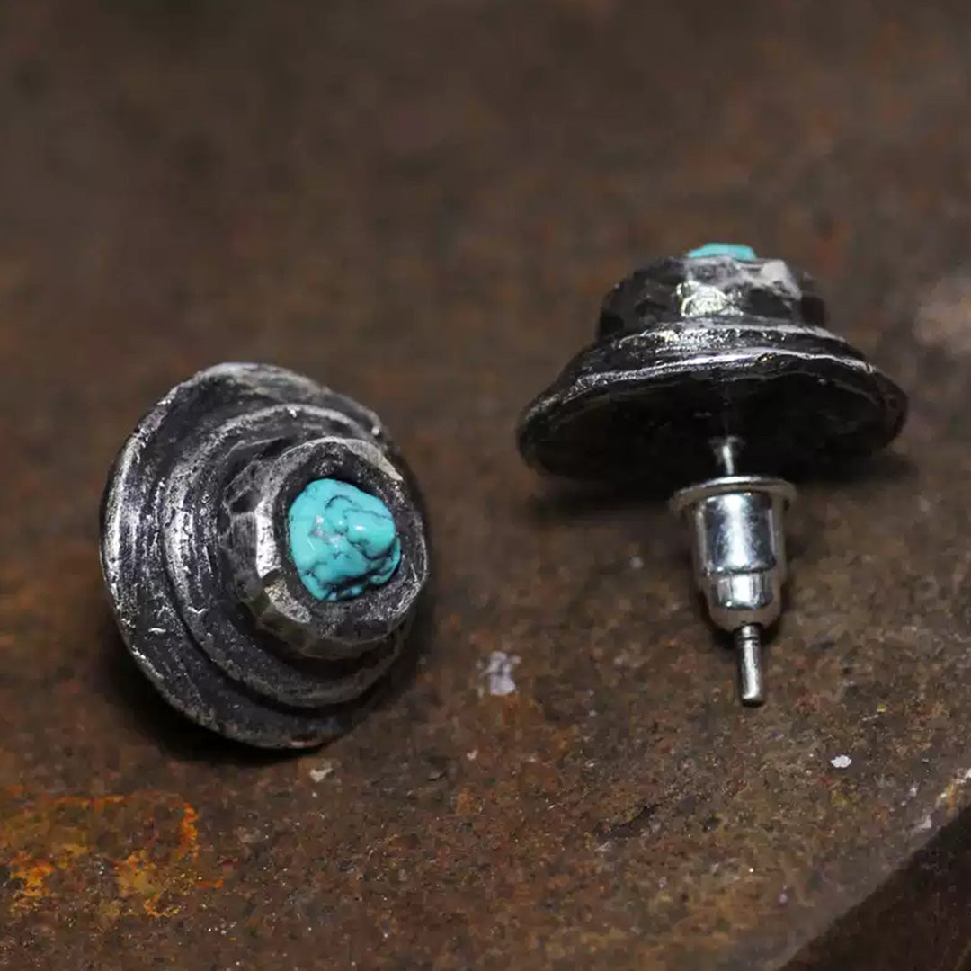 Nomadic Spirit Sterling Silver Turquoise Stud Earrings