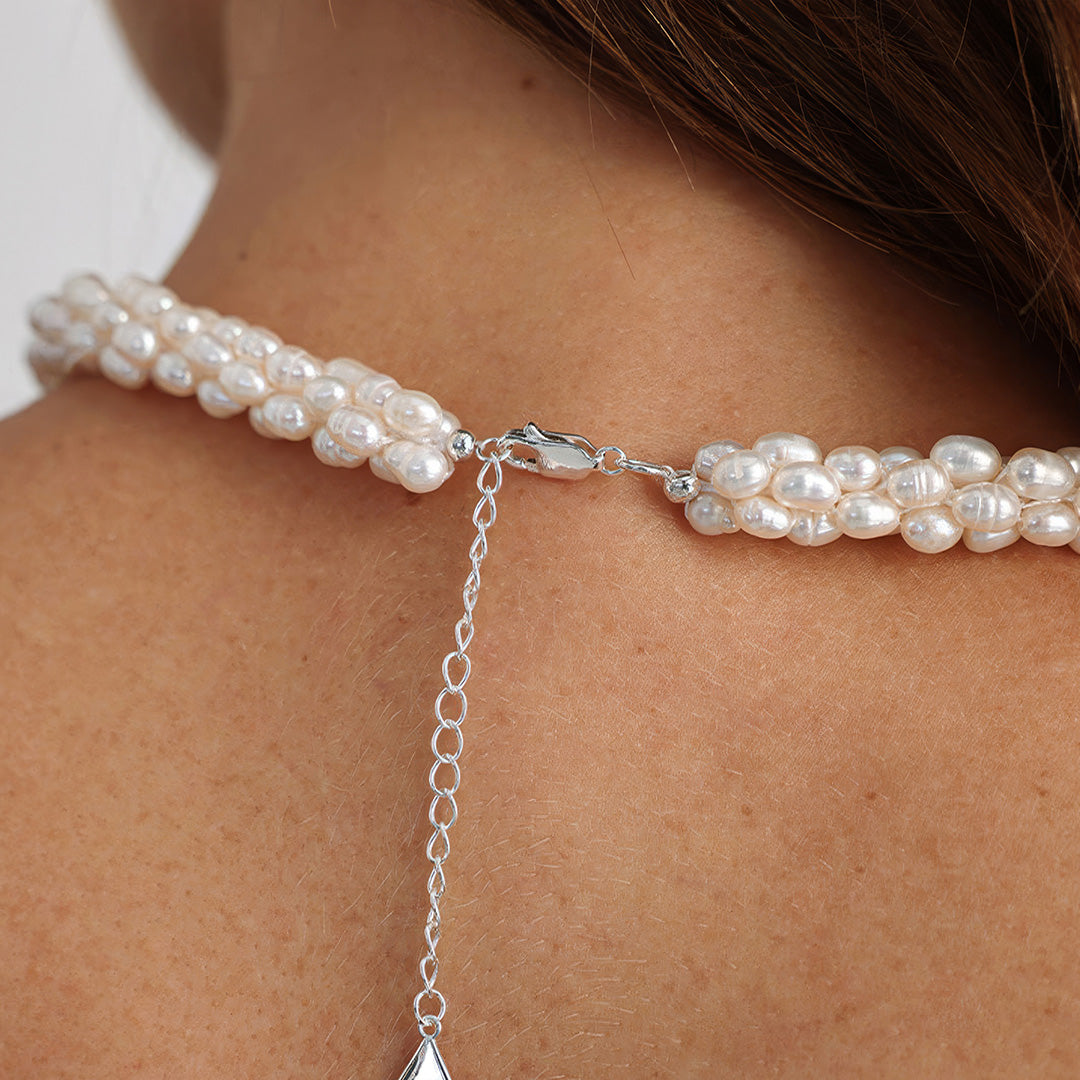 Unique Woven Barrel Freshwater Pearl Necklace