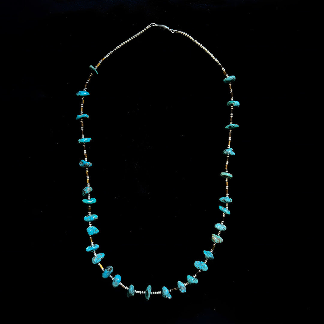 Turquoise Necklace With Puka Shell Beads