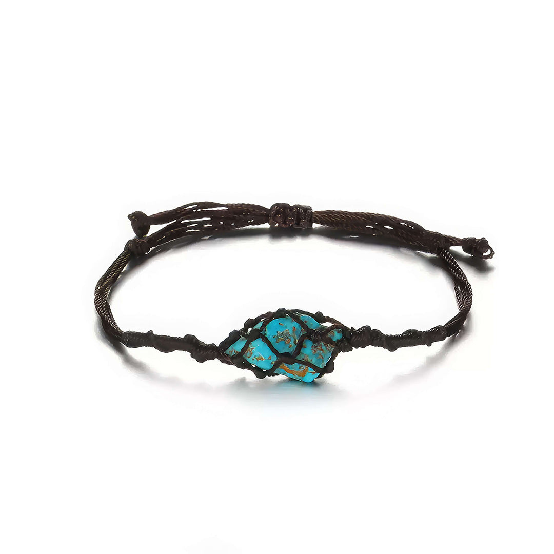 Turquoise Adjustable Handcrafted Wax Rope Bracelet
