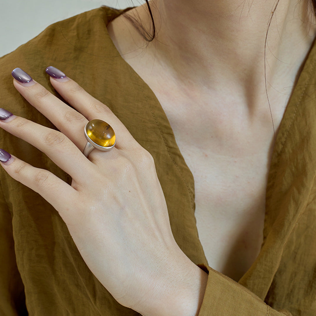 Timeless Treasure One of a Kind Fossil Amber Ring - second image