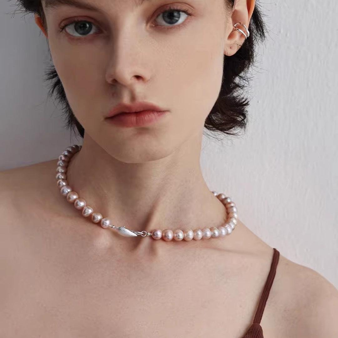 Romantic Pink Pearl Drop Necklace