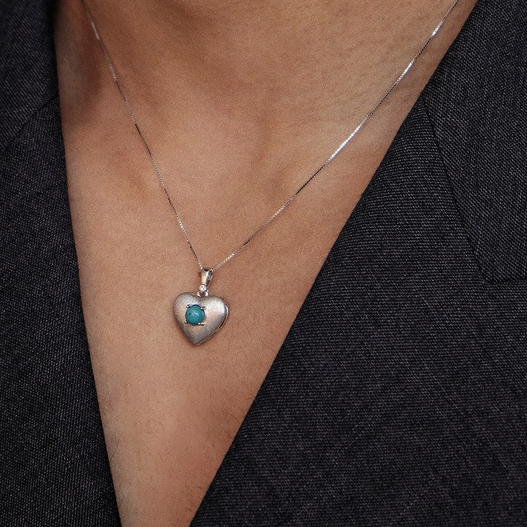 Turquoise Heart Sterling Silver Pendant