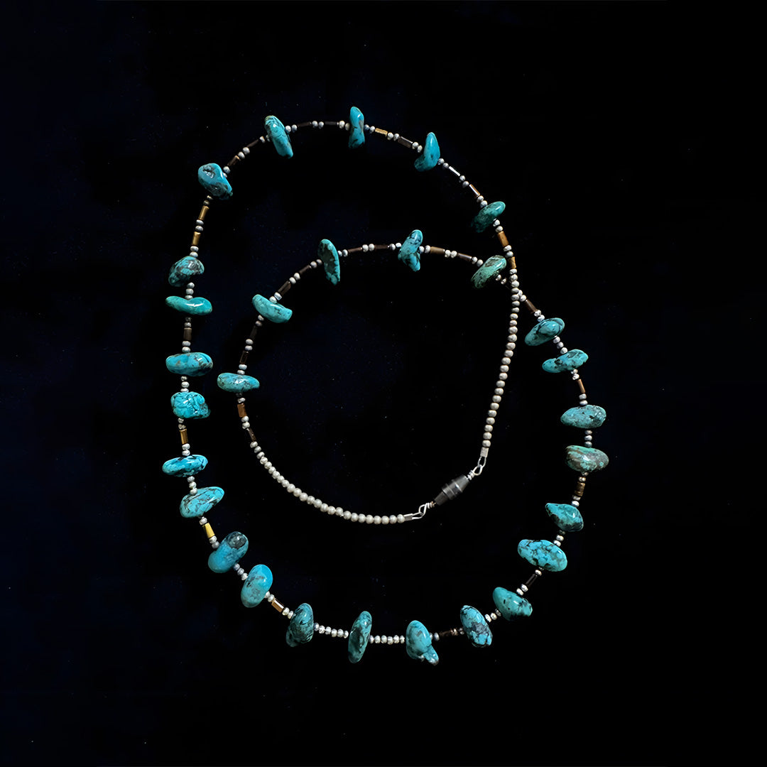 Turquoise Necklace With Puka Shell Beads