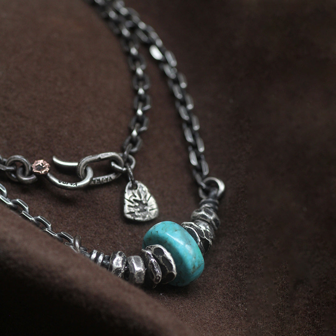 Primal Force American Turquoise Silver Necklace