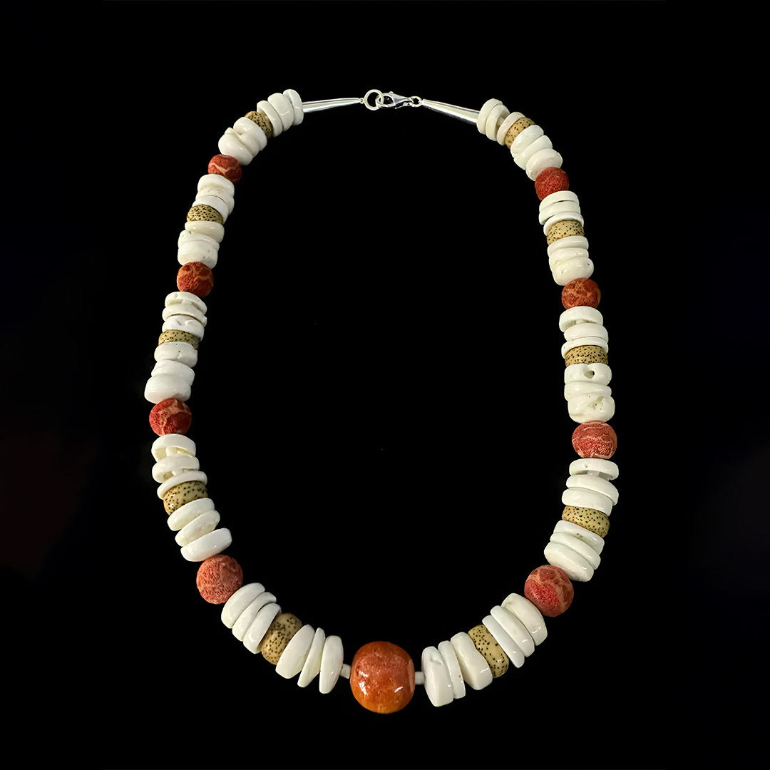 Ancient Shell  Red Jasper Necklace