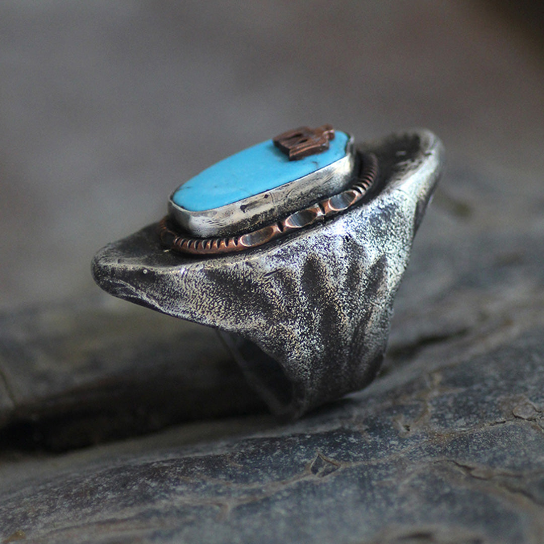 Skyward Dream Handcrafted Saddle Design Turquoise Custom Ring