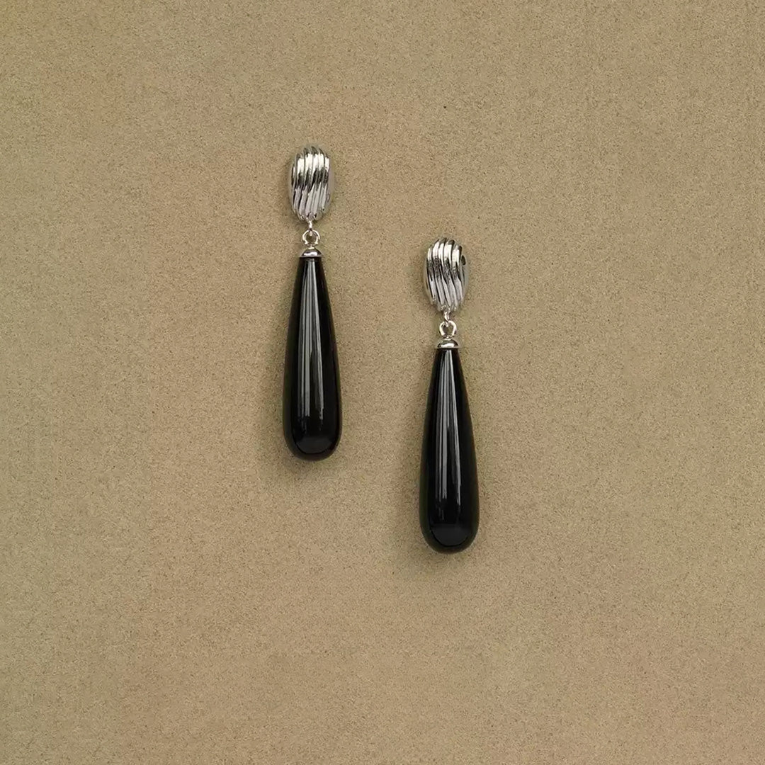 Water Drop Agate Silver Earrings Design