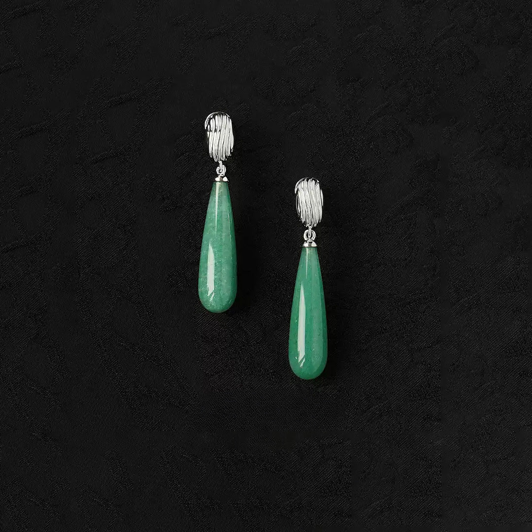 Water Drop Agate Silver Earrings Design