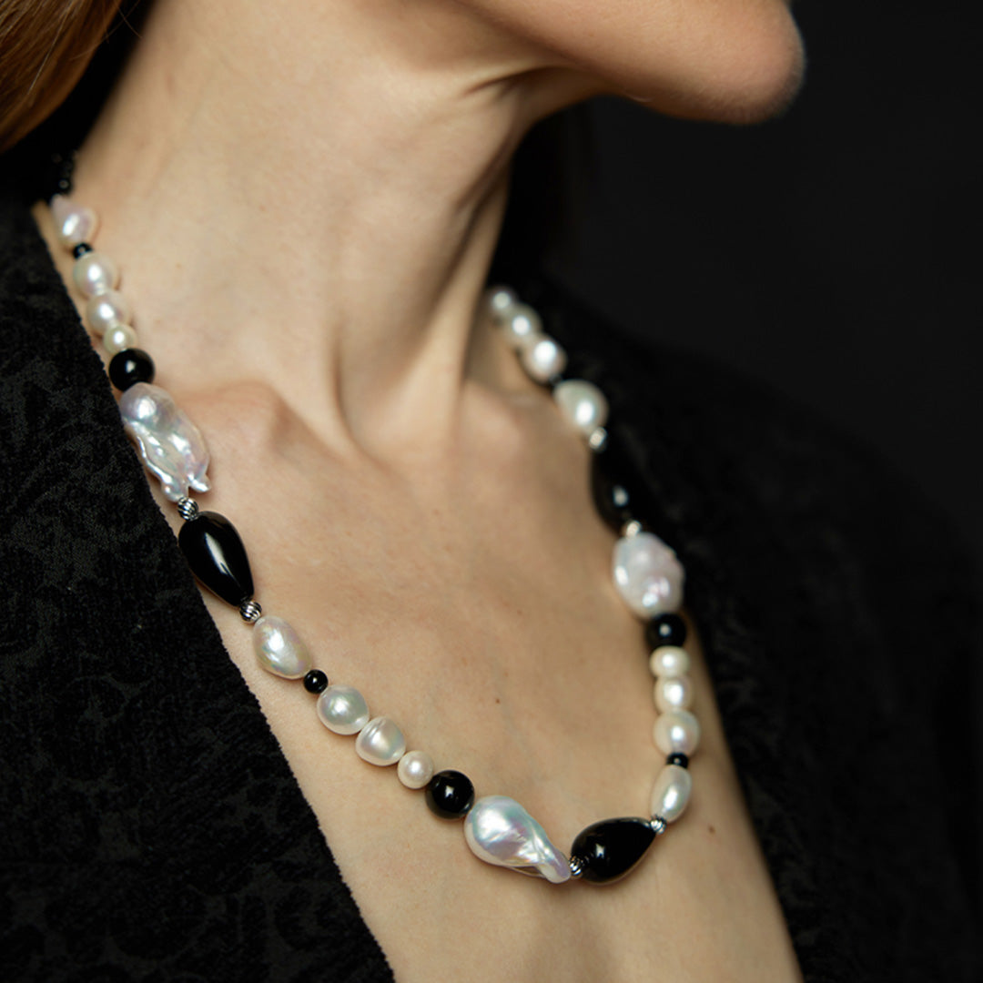 High Luster Statement Baroque Pearl Beaded Necklace