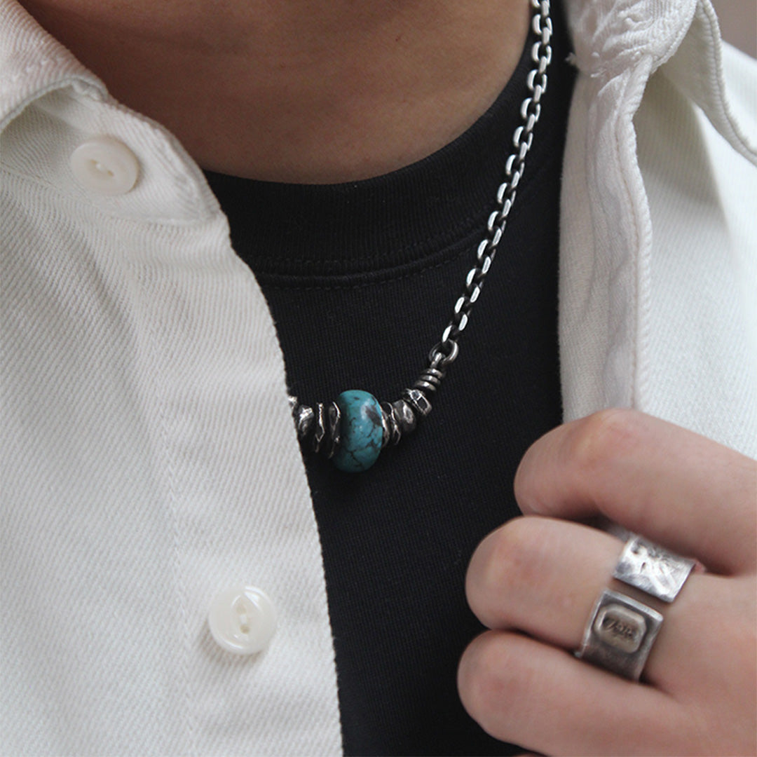 Primal Force American Turquoise Silver Necklace