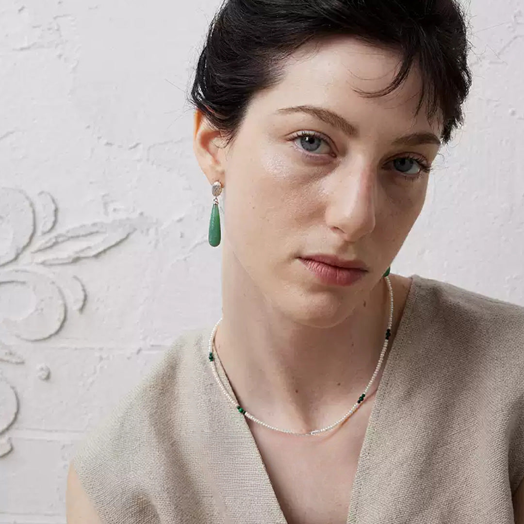 Water Drop Agate Silver Earrings Design
