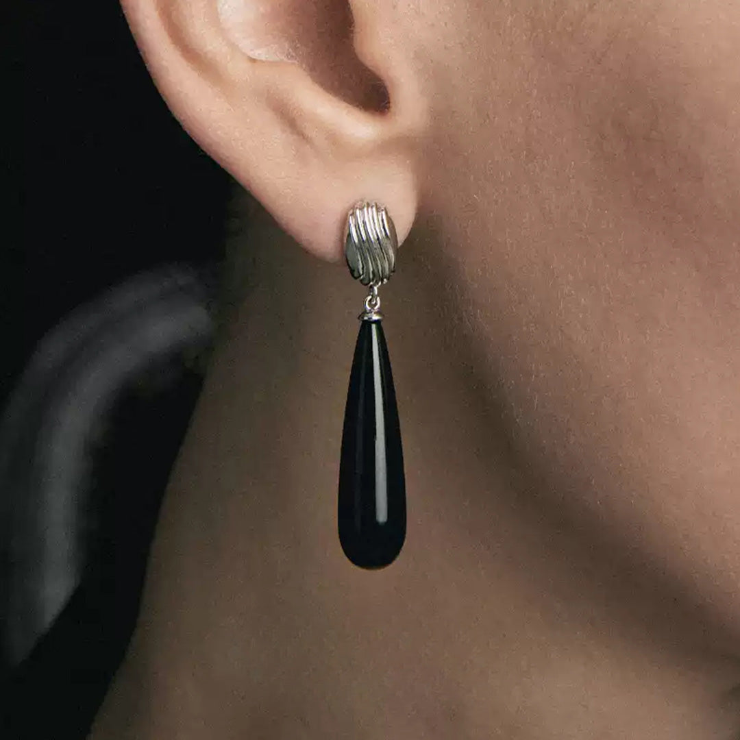 Water Drop Agate Silver Earrings Design