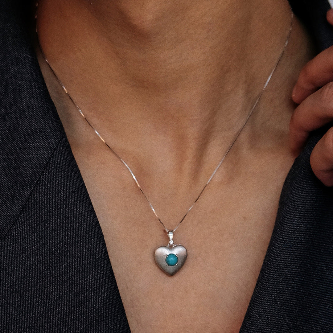 Turquoise Heart Sterling Silver Pendant