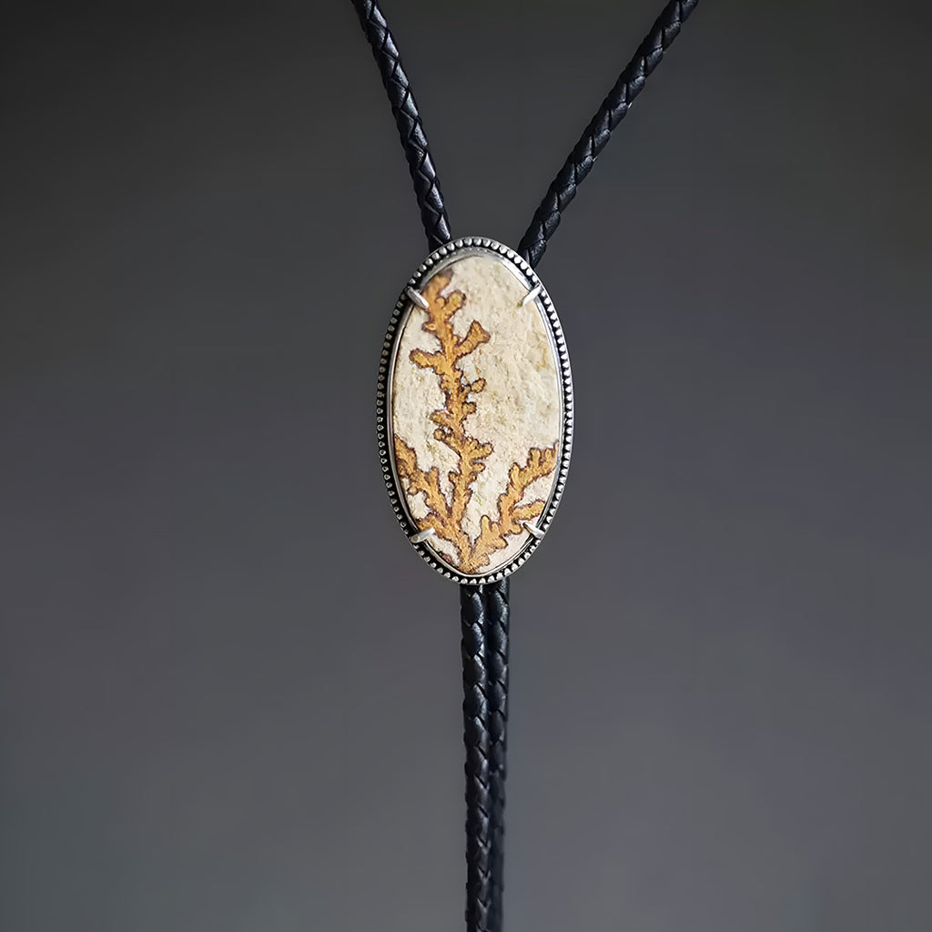 One Of A Kind Dendritic Granite Sterling Silver Bolo Tie