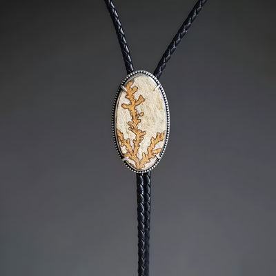 One Of A Kind Dendritic Granite Sterling Silver Bolo Tie