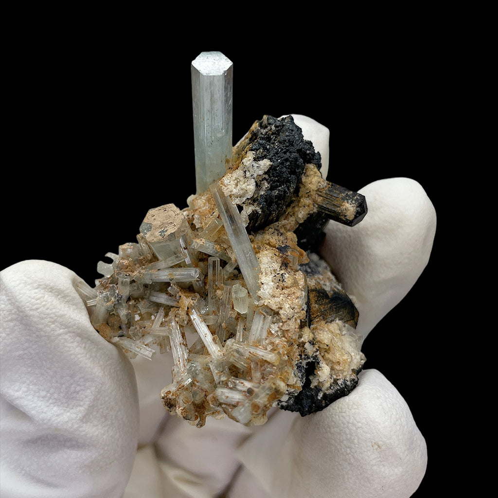 125g Namibia Aquamarine Crystal Cluster with Symbiotic Black Tourmaline