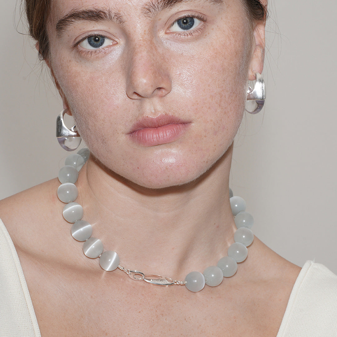 Mystic Elegance Blue Cat's Eye  Apatite Statement Necklace