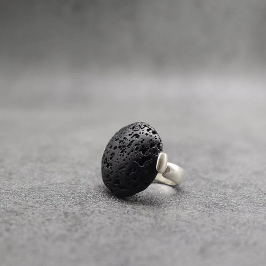 Inferno Heart Handmade Lava Stone Adjustable Ring