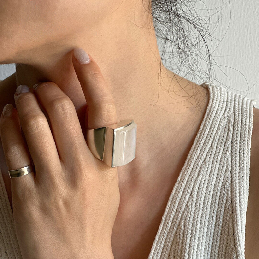 Lunar Glow Premium Square Moonstone Ring