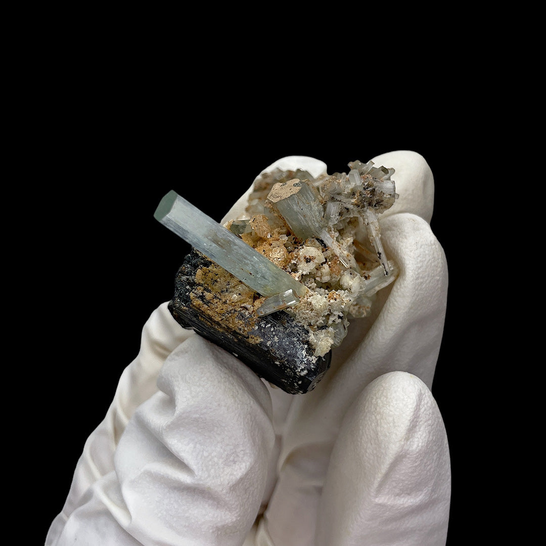 125g Namibia Aquamarine Crystal Cluster with Symbiotic Black Tourmaline