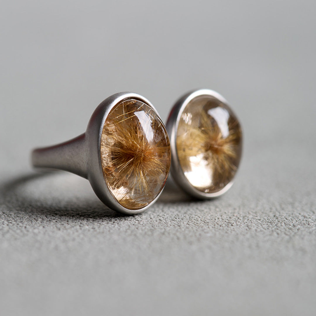 Radiant Burst Rare Rutilated Quartz Statement Ring