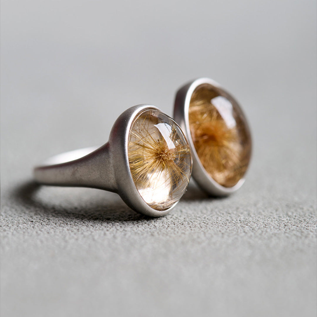 Radiant Burst Rare Rutilated Quartz Statement Ring