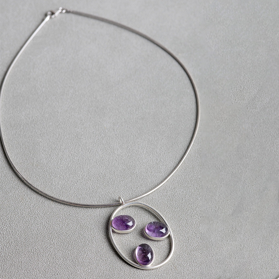 Astral Guide Violet Amethyst Rutilated Quartz Pendant