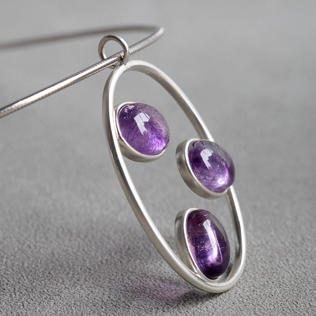 Astral Guide Violet Amethyst Rutilated Quartz Pendant