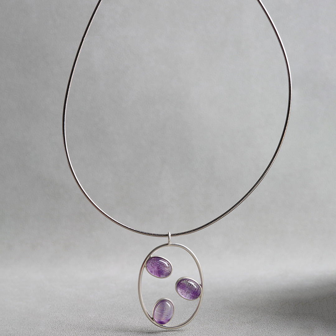 Astral Guide Violet Amethyst Rutilated Quartz Pendant
